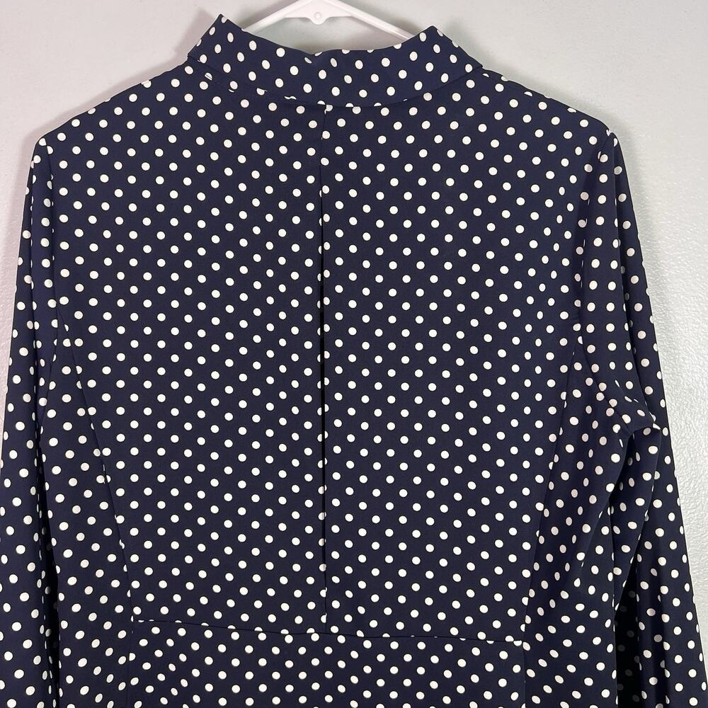 NWT Zara Womens Blue White Polka Dot Long Sleeve Pullover tunic Sz L Boho Preppy - Picture 6 of 9